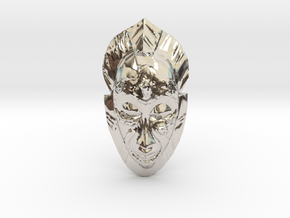 African Mask - Room Decoration in Rhodium Plated Brass: Small