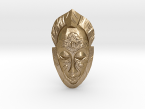 African Mask - Room Decoration in Polished Gold Steel: Medium