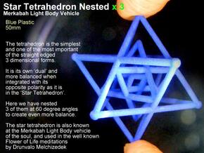 3 Merkabah Star Tetrahedrons Nested 50mm in White Natural Versatile Plastic