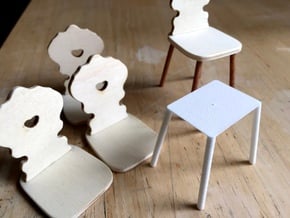 Set of Chair legs slanted 10%, 1:12 in White Processed Versatile Plastic