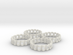 Crinkled Napkin Rings (4) in White Natural Versatile Plastic