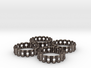 Crinkled Napkin Rings (4) in Polished Bronzed Silver Steel