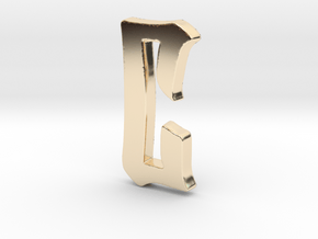 "C" Pendant  in 14k Gold Plated Brass