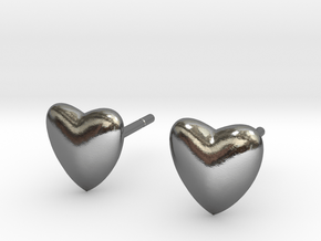 earpins heart in Polished Silver