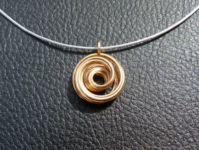 Single Strand Spiral Mobius Pendant in Polished Bronze