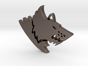 Space Wolf Pendant in Polished Bronzed Silver Steel