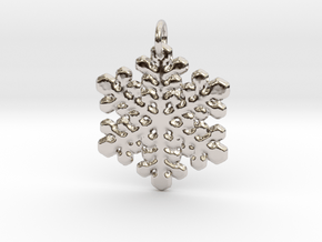 Snowflake Pendant 1 in Rhodium Plated Brass