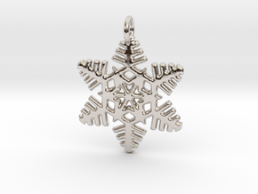 Snowflake Pendant 2 in Rhodium Plated Brass