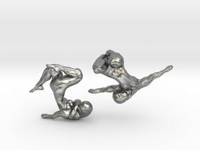 Sculptural Nudes Cufflinks in Natural Silver