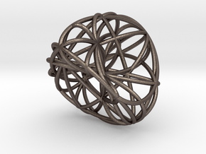 Roman Icosahedron in Polished Bronzed Silver Steel