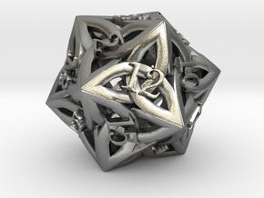 Celtic D20 - small (18mm) in Natural Silver