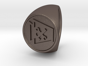 Custom Signet Ring 78 in Polished Bronzed Silver Steel
