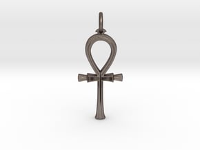 Ancient Egyptian Ankh pendant in Polished Bronzed Silver Steel
