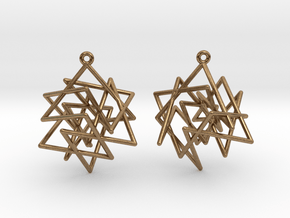 Knight's Tour Cube Earrings in Natural Brass