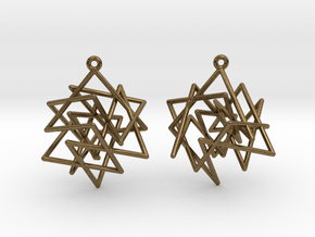 Knight's Tour Cube Earrings in Natural Bronze