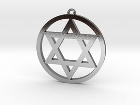 Hexagram Star Pendant in Polished Silver: Small
