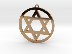 Hexagram Star Pendant in Polished Brass: Small