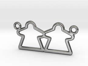 Meeple pendant - FF Couple lesbian pendant in Polished Silver