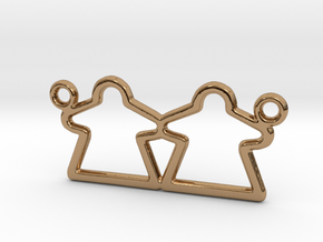 Meeple pendant - FF Couple lesbian pendant in Polished Brass