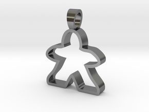 Empty Meeple  [pendant] in Polished Silver