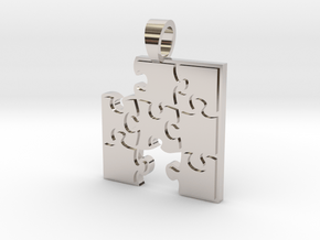 Puzzle  [pendant] in Rhodium Plated Brass