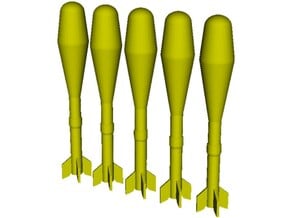 1/10 scale Hispano DM-22A1 HEAT grenades x 5 in Smooth Fine Detail Plastic