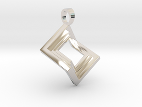 Pseudo cube [pendant] in Rhodium Plated Brass