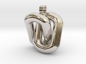 Two interlaced links  [pendant] in Rhodium Plated Brass