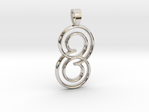 Double spiral [pendant] in Rhodium Plated Brass