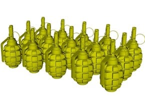 1/10 scale F-1 Soviet hand grenades x 15 in Clear Ultra Fine Detail Plastic