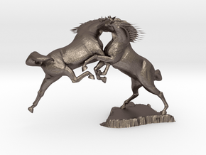 The Fight in Polished Bronzed Silver Steel