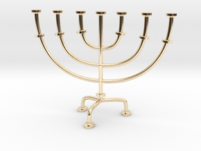 Menorah chandelier 1:12 scale model V2 in 14k Gold Plated Brass