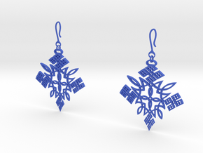 Habesha Cross Earrings Tapered in Blue Processed Versatile Plastic