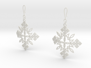 Habesha Cross Earrings 70 Degree Bended in White Natural Versatile Plastic