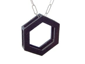 Simple Hexagon Pendant in Matte Black Steel