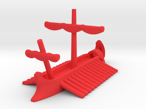 1/1200 Roman Pentaconter Bireme Game Pieces in Red Processed Versatile Plastic: Extra Small