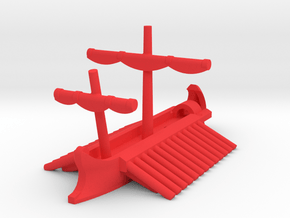 Roman Base Trireme Stowed Sail Game Pieces in Red Processed Versatile Plastic: Extra Small