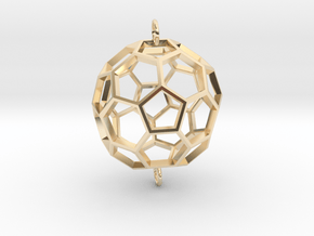 Buckyball Skeleton Pendant in 14k Gold Plated Brass