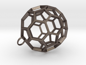 Buckyball Pendant in Polished Bronzed Silver Steel