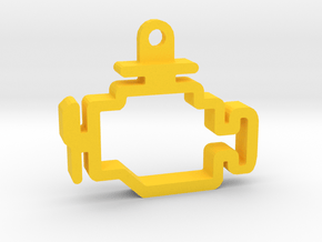 Check Engine Light Keychain Hollow in Yellow Processed Versatile Plastic