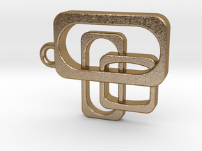 Mid Century Modern Pendant - Interlocking Rectangl in Polished Gold Steel