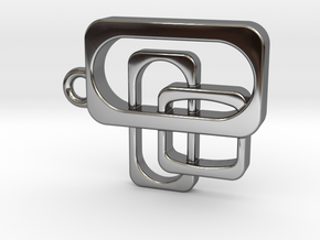 Mid Century Modern Pendant - Interlocking Rectangl in Fine Detail Polished Silver