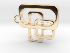 Mid Century Modern Pendant - Interlocking Rectangl in 14k Gold Plated Brass