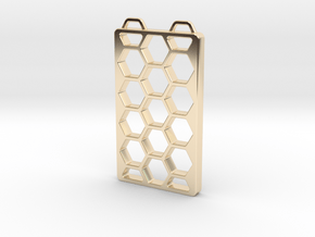 Hex Stack Pendant in 14k Gold Plated Brass