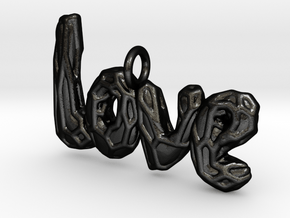 Love pendant with Voronoi Vine in Matte Black Steel