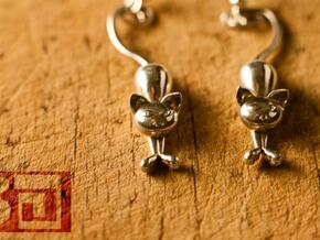 Kittens - earrings in Polished Silver