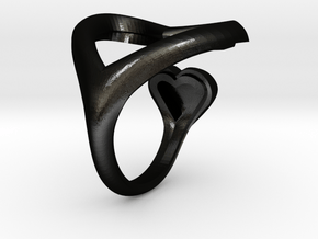 2 heart ring in Matte Black Steel: 7 / 54
