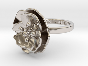 Cherry Blossom Ring in Rhodium Plated Brass: Small