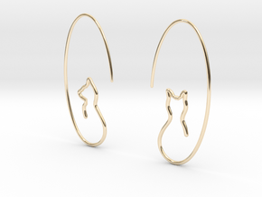 Single Line Cats Earrings in 14k Gold Plated Brass