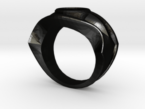 david's logo ring in Matte Black Steel: 8 / 56.75